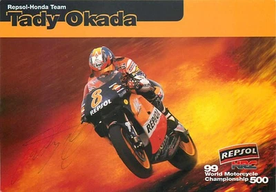 Tady Okada Autogrammkarte Repsol-Honda Team Motorrad-WM 500 1999 - Bild 1 von 2