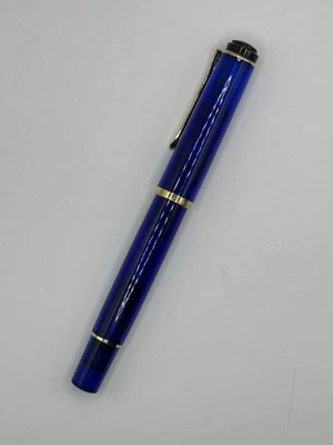RARE Vintage PELIKAN Souveran R800 Blue Striped Rollerball Pen 14K Gold (No Ink) - Image 1 of 4