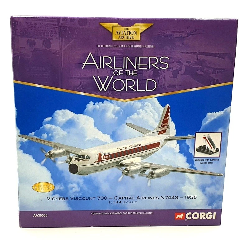 Corgi 1/144 AA30505 Vickers Viscount 700 Capital Airlines N7443 1956 - Image 1 of 2