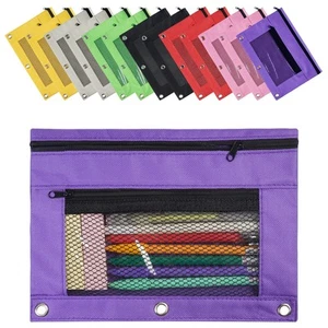 14 Pack 3 Rings Binder Pencil Pouch, 2 Layer Pencil Case with Zipper and Mesh... - Picture 1 of 6
