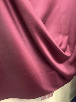 Plain Burgundy Damask Jacquard Brocade Fabric (116in.) Sold By The Yard - Image 1 of 4