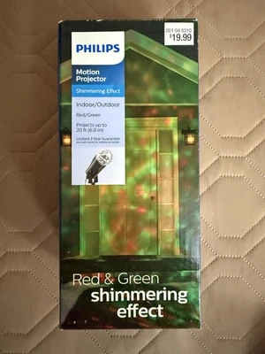 Philips LED Motion Projector, Red & Green Shimmering Effect, Indoor/Outdoor New - Image 1 of 3