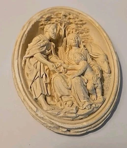 Antiguo Belén Madera Tallada Pipa Arcilla Sagrada Familia - Imagen 1 de 5