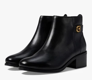 NEW! Cole Haan Holis Block Heel Buckle Black Leather Ankle Bootie Size 9B $170 - Picture 1 of 19