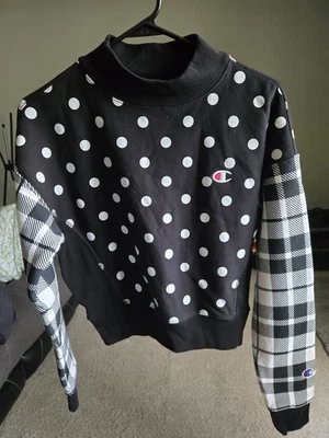 Sudadera Champion tejido inverso para mujer talla XS lunares negra/blanca Foto 1 de 4