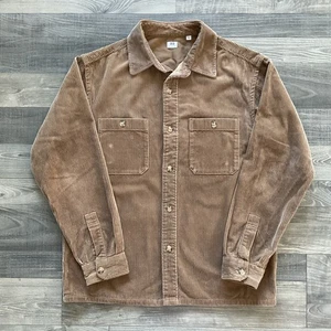 UNIQLO Wide Wale Corduroy Shirt Men’s SMALL Brown Long Sleeve Button Up - Picture 1 of 9