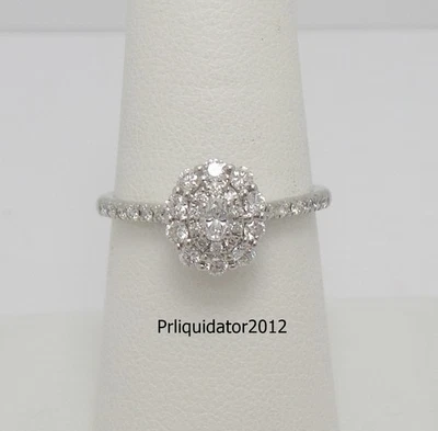 1/2CT Natural Diamond Halo Engagement Wedding Bridal Ring 14K White Gold Band - Image 1 of 4