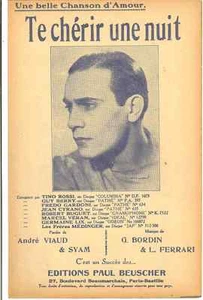TE CHERIR UNE NUIT BY TINO ROSSI 1942 SHEET MUSIC FREE USA SHIPPING - Picture 1 of 1