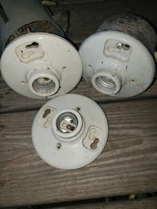 Vtg Set Of 3 Leviton 9875 X Quilt Ceramic Porcelain Light Socket Fixture,Unique? - Picture 1 of 21