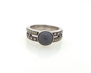 Judith Jack - Anillo de hematita y marcasita - Plata de ley 925 - Talla 8 ~ #0937 - Imagen 1 de 5