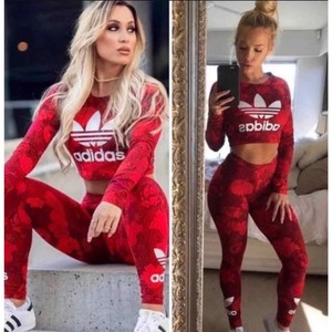 red tracksuit adidas womens