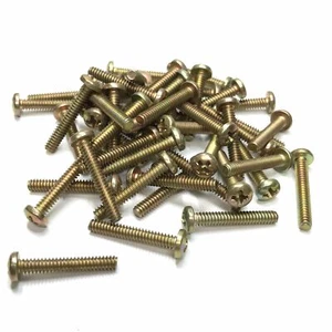 (PKG of 50) 6-32 x 7/8" Machine Screw, Phillips Pan Head, Steel, Yellow Zinc - Picture 1 of 2