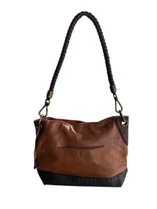 THE SAK 2 Tone Brown Leather Indio Hobo Handbag, Shoulder Bag, Braided Handle - Picture 1 of 14