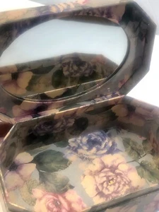 Floral Trinket Box With Mirror Rectangular Shaped Floral Vintage Retro 80’s - Picture 1 of 12