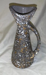 "Florero gris salpicaduras de oro de 24 quilates Savoy China cerámica artística de 8"" moderno de mediados de siglo" - Imagen 1 de 10