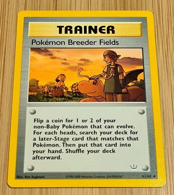 Pokemon Breeder Fields #62/64 Uncommon Neo Revelation 2001 N. M. to Mint Vintage - Bild 1 von 4