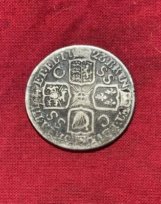 **Authentic 1723 George I, Silver South Seas Shilling 300 Years Old - Image 1 of 4