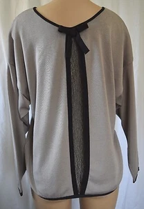 PAULE KA Bluse/Top Strick Moos mit schwarzem Borte Größe Langarm Größe Large - Bild 1 von 10