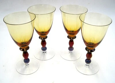 Juego de 4 - Cuenco ámbar Mikasa Estate ámbar púrpura azul tallo 7 5/8" copa de vino Foto 1 de 4