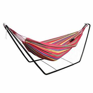 Hammock with Stand - Double, Cotton, 330lb Load Capacity, Indoor or Outdoor