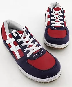 Sneaker unisex Schnürer Halbschuhe Kunstleder Textil rot lila Gr. 3,5 = 36 - Bild 1 von 9