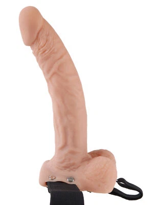 Consolador realista con correa con bolas manos libres hueco pene extensión alargador Foto 1 de 4