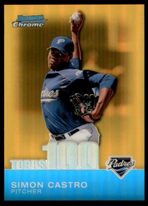 2010 Bowman Chrome Topps 100 Prospects Gold Refractors #TPC91 Simon Castro /50