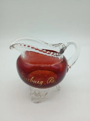 Vintage Red Ruby Souvenir Glass Creamer, Freebury, Pa - Image 1 of 4