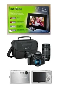 Insignia Digital Photo Frame LCD Display, Nikon Coolpix S9 & Canon T6i Cameras - Picture 1 of 13