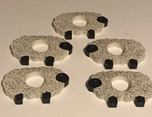 5 Avon Country Style Sheep Napkin Rings Set Wood Cream Black Speckled 4"  Easter - Picture 1 of 5