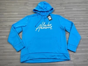 Under Armour UA Fleece Script Hoodie Womens Size Large Blue Sweatshirt LS $55 - Picture 1 of 9