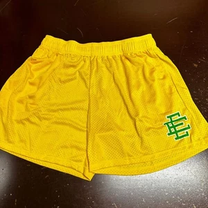 Eric Emanuel Mens Yellow Logo Elastic Waist Pockets Comfort Mesh Shorts Size 3XL - Picture 1 of 6