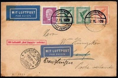 521 - Germany - Posta aerea Aquila su busta via dirigibile Zeppelin, 02/11/1929 - Bild 1 von 2