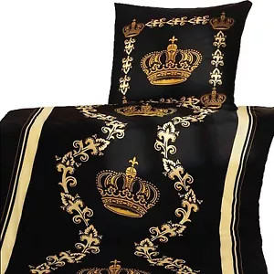 Juegos de ropa de cama 2 piezas Funda de cama de microfibra dorada diseño de corona calidad superior - Imagen 1 de 1