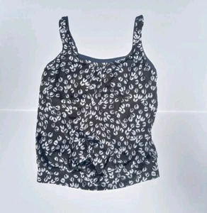 Swim Solutions Women's Black & White Underwire Blouson Swim Top Size 12 - Picture 1 of 3