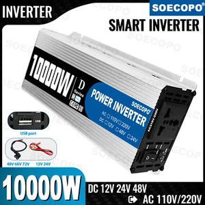 Car Power Inverter 10000W DC 12/24V/48V To AC 220V Pure Sine Wave Converter xcxy - Picture 1 of 19