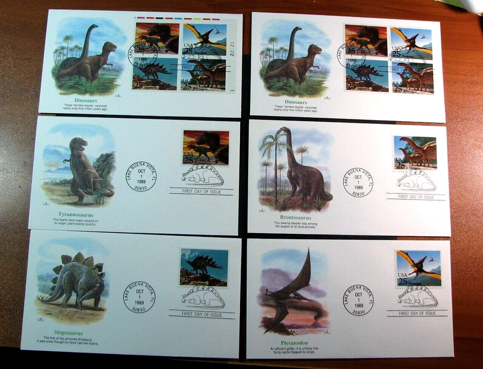 US FDC Stamp Scott# 2422-2425 Dinosaurs 1989 Used PL24 - Image 1 of 1