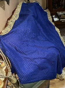 Royal Blue With Gold Embellishments Material /fabric - Picture 1 of 12