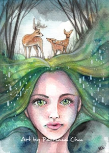 Impresión de tarjetas artísticas ACEO LE 2,5""x3,5"" ""Sueño del bosque"" Arte de la naturaleza de Patricia - Imagen 1 de 1