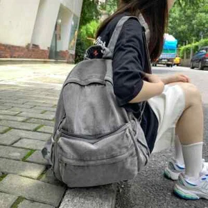 Denim Backpack Women's Travel Outing Shoulder Bag Schoolbags Suitable - Picture 1 of 26