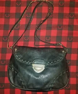 VOLCOM Small Black Distressed Leather Crossbody Purse Handbag Pocketbook - Picture 1 of 14