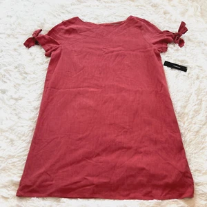 Lulus Shirt Dress Large Red Linen Blend Tie Sleeve Lagenlook Button Back 13984 - Picture 1 of 11
