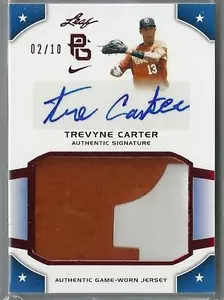 2015 LEAF PERFECT GAME NATIONAL SHOWCASE TREVYNE CARTER AUTO JERSEY 02/10!! - Picture 1 of 1