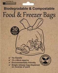Food & Freezer Bags Biodegradable & COMPOSTABLE - 30 Bags - Picture 1 of 1