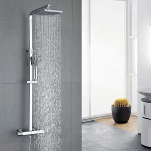 Thermostatic Stainless Steel Shower Mixer Set Square 40℃ Rain RRP £139.99 - Picture 1 of 8