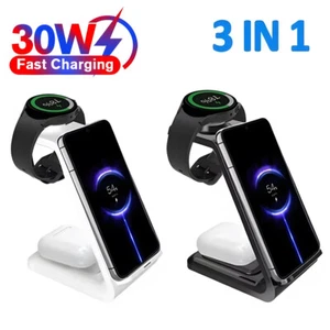 Wireless Charging Station for Samsung Portable 3 in 1 Fast Charger Galaxy Watch - Photo 1 sur 25