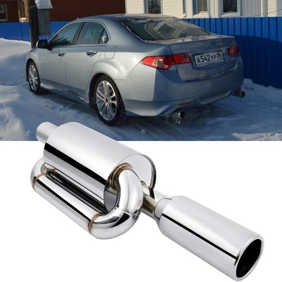 Silenciador de escape de doble bucle para Honda Accord 2,5" entrada 4" salida puntas de tubo manchadas Foto 1 de 4