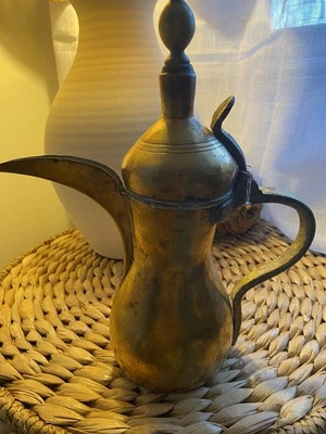 Antique Brass Arabic Coffee Pot Makers Mark Dallah Very Heavy - Image 1 of 4