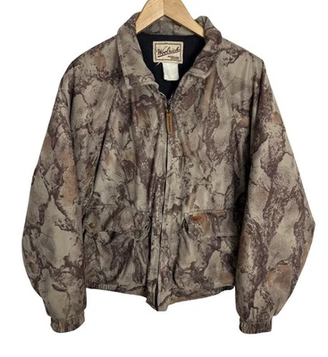 Vintage Woolrich Men’s Natural Camo Hunting Bomber Jacket Size Medium - Image 1 of 4