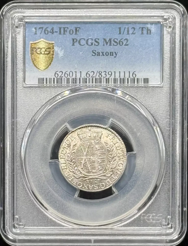 1764 IFoF GERMAN STATES Silver 1/12 THALER (Doppelgroschen) PCGS MS-62 - Image 1 of 3